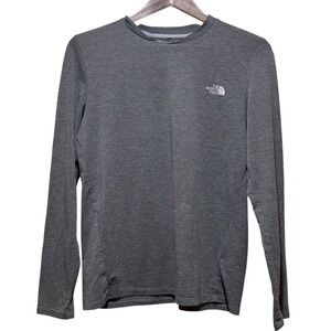 The North Face Womens Long Sleeve Crewneck Top Gray Small Polyester Blend